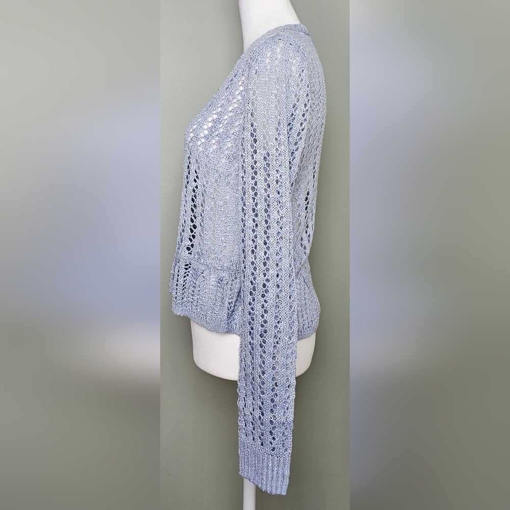 Womens LC Lauren Conrad Flounce Ruffle Cardigan | Abigail Blue | XS - Picture 3 of 11